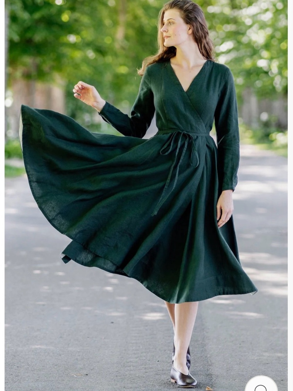 Son de Flor Deep Purple Wrap Midi Linen Dress XXS - Picture 4 of 6